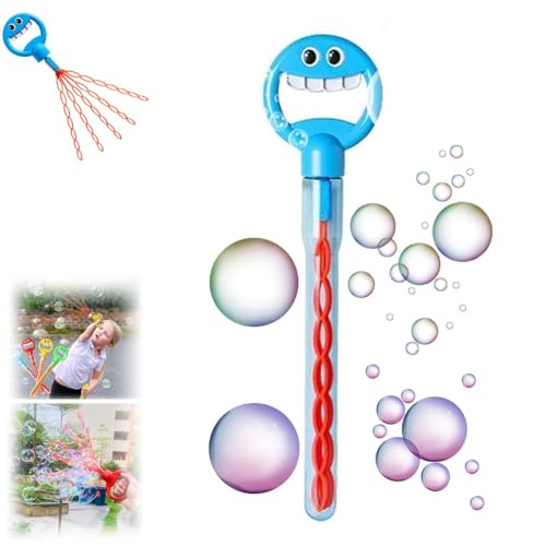 32-Loch-Sprudelstab mit lächelndem Gesicht, 5-Klauen-Sprudelstäbe for Kinder, Seifenblasen-Spielzeug mit Blasen-Nachfüllung, Seifenblasenmaschine for Sommerspielzeug-Partygeschenke ( Farbe : Blue ) von Mlthcig
