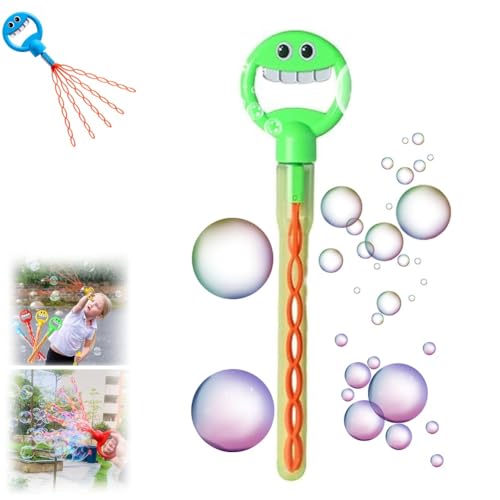 32-Loch-Sprudelstab mit lächelndem Gesicht, 5-Klauen-Sprudelstäbe for Kinder, Seifenblasen-Spielzeug mit Blasen-Nachfüllung, Seifenblasenmaschine for Sommerspielzeug-Partygeschenke ( Farbe : Grün ) von Mlthcig