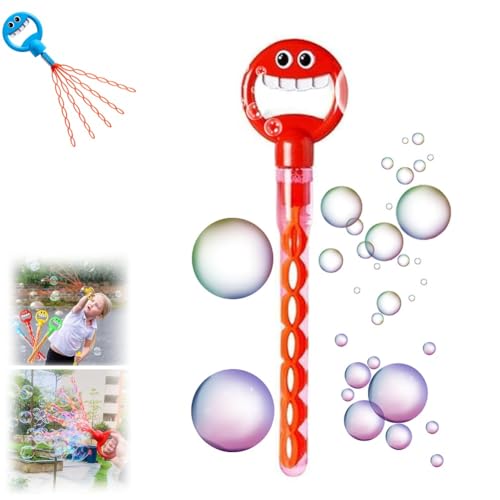 32-Loch-Sprudelstab mit lächelndem Gesicht, 5-Klauen-Sprudelstäbe for Kinder, Seifenblasen-Spielzeug mit Blasen-Nachfüllung, Seifenblasenmaschine for Sommerspielzeug-Partygeschenke ( Farbe : Red ) von Mlthcig