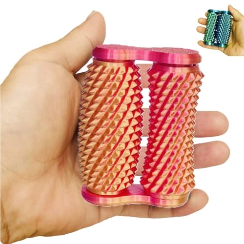 Little Ouchies Fidget Toy, Spiky Sensory Pain Stim for Anxiety Relief, Double-Axis Stim Fidget Toy, 3d Printed Stress Relief Roller Grip Toys Adults Home Decor Desktop Colorful Tabletop(Red gold) von Mlthcig