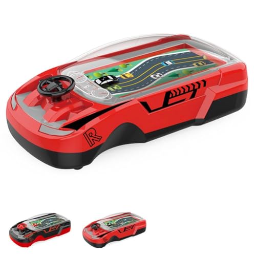 Mlthcig Hand Held Car Game, Tragbare Auto Rennspiel-Konsole, Lenkrad Spielzeug mit Fahr-Simulation, Interaktives Spiel für Kinder Jungen Mädchen, Dual-Player Autoabenteuer für Unterwegs(Red) von Mlthcig