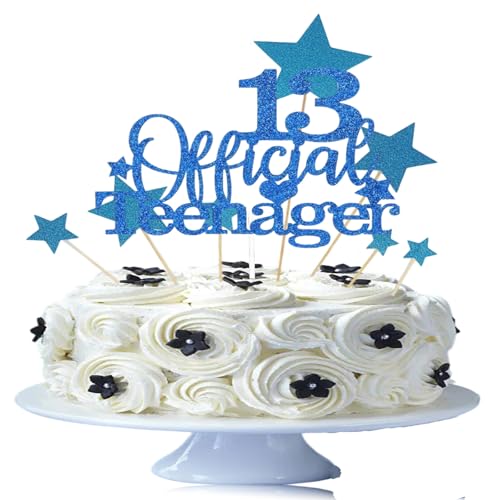 Cake Topper Dekorationen, Offizieller Teenager 13 Cake Topper mit Sternen, Dreizehn Jahre alt Geburtstag Party Supplies für Jungen und Mädchen, Dekorationen, Andenken und Blau Cake Topper Dekorationen, Offizieller Teenager 13 Cake Topper mit Sternen, Dreizehn Jahre alt Geburtstag Party Supplies für Jungen und Mädchen, Dekorationen, Andenken und Blau von Mmgoqqt