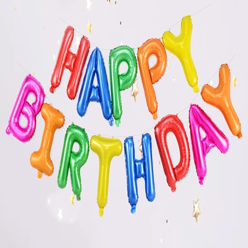 Luftballons Banner Raibow, 16 Zoll Happy Birthday Brief Folienballons Wimpelkette, Happy Birthday Buchstaben Ballons für Partydekorationen, Happy Birthday Geschriebener Ballon für Erwachsene und Luftballons Banner Raibow, 16 Zoll Happy Birthday Brief Folienballons Wimpelkette, Happy Birthday Buchstaben Ballons für Partydekorationen, Happy Birthday Geschriebener Ballon für Erwachsene und von Mmgoqqt