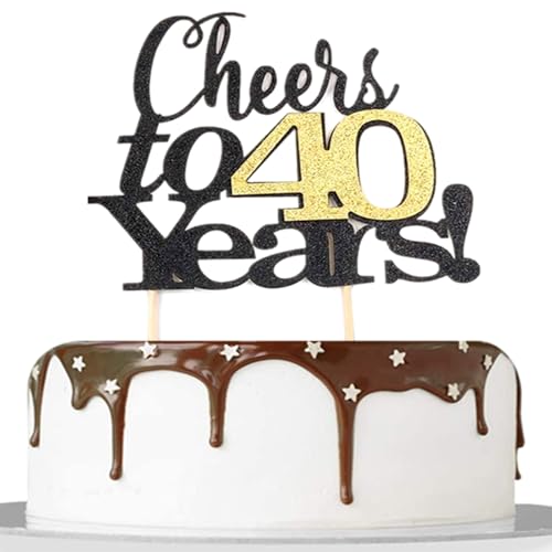 Partyzubehör zum 40. Geburtstag, schwarz-goldfarben, Kuchendekoration, 1 Stück Partyzubehör zum 40. Geburtstag, schwarz-goldfarben, Kuchendekoration, 1 Stück von Mmgoqqt