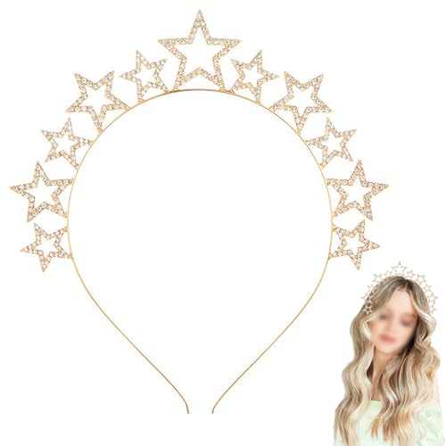 Mmgoqqt Sterne Stirnband, Stern Haarband Haarschmuck Stern Geburtstag Party, Glitzernde Haarbänder Krone Stirnbänder, Kopfstück Cosplay Kostüm Haar Accessoire für Frauen und Mädchen, Gold Mmgoqqt Sterne Stirnband, Stern Haarband Haarschmuck Stern Geburtstag Party, Glitzernde Haarbänder Krone Stirnbänder, Kopfstück Cosplay Kostüm Haar Accessoire für Frauen und Mädchen, Gold von Mmgoqqt
