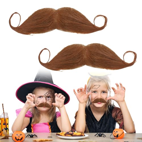 2 Stück Schnurrbart Zum Ankleben,Schnauzer Zum Ankleben,Schnurbart Kleben für Funny 80er Oberlippenbart Cosplay Kostüm,Schnauzbart Zum Ankleben,Klebebart Künstlicher,Fake Schnurrbart,Fake Mustache ﻿ von MniimaLuxe