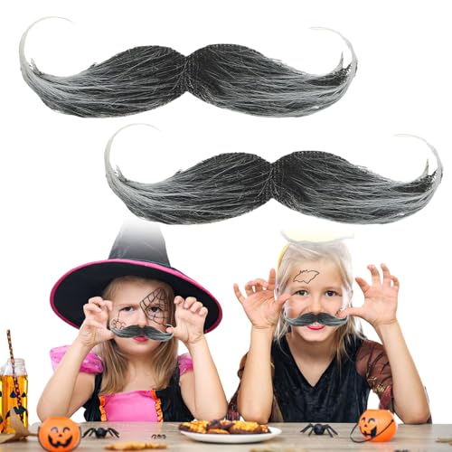 2 Stück Schnurrbart Zum Ankleben,Schnauzer Zum Ankleben,Schnurbart Kleben für Funny 80er Oberlippenbart Cosplay Kostüm,Schnauzbart Zum Ankleben,Klebebart Künstlicher,Fake Schnurrbart,Fake Mustache ﻿ von MniimaLuxe