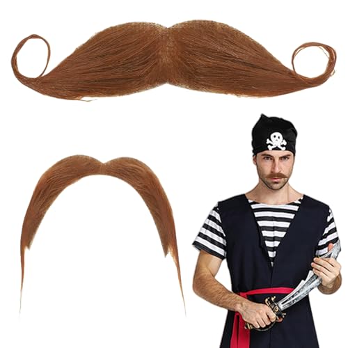 2 Stück Schnurrbart zum Ankleben Kinder,Schnauzer zum Ankleben,Schnurbart Kleben,Bart Selbstklebend,Bärte Anklebens,Fake Schnurrbart,Funny Bart Kostüm,Fake Bärte für Halloween,Cosplay Party (Braun) von MniimaLuxe