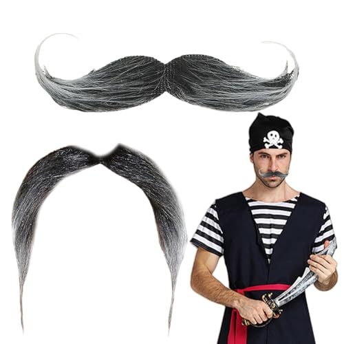 2 Stück Schnurrbart zum Ankleben Kinder,Schnauzer zum Ankleben,Schnurbart Kleben,Bart Selbstklebend,Bärte Anklebens,Fake Schnurrbart,Funny Bart Kostüm,Fake Bärte für Halloween,Cosplay Party (Schwarz) von MniimaLuxe