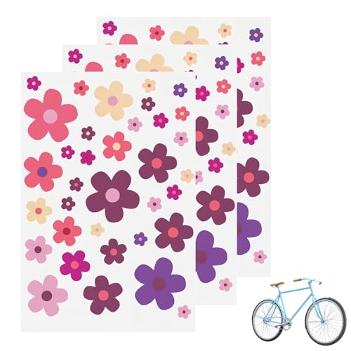 3 Stück Fahrrad Sticker Mädchen,Prilblumen Aufkleber Fahrradrahmen,Fahrradaufkleber,Sommer Blumensticker Zum Aufkleben,Kofferaufkleber,Outdoor Wasserfeste Aufkleber für Laptop,Auto,Kinder Dekoration von MniimaLuxe