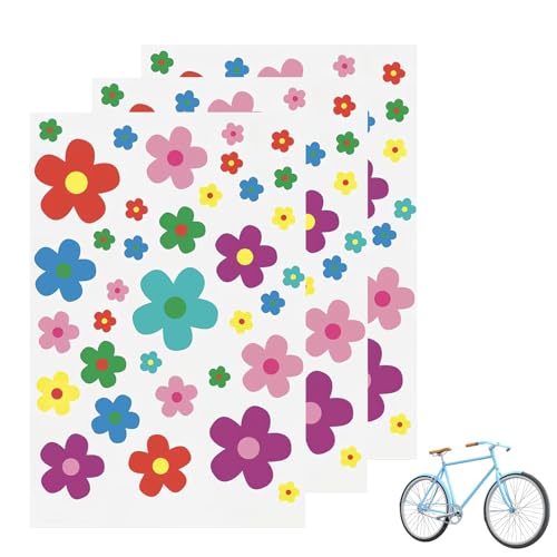 3 Stück Fahrrad Sticker Mädchen,Prilblumen Aufkleber Fahrradrahmen,Fahrradaufkleber,Sommer Blumensticker Zum Aufkleben,Kofferaufkleber,Outdoor Wasserfeste Aufkleber für Laptop,Auto&Kinder Deko,105 Pcs von MniimaLuxe