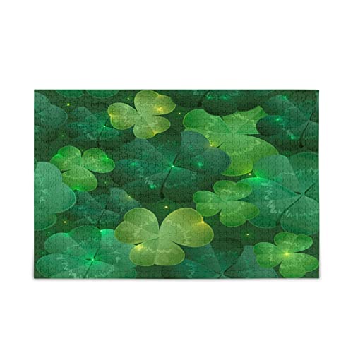 Kunst Grüne Blätter Klee Blume Jigsaw Puzzle 1000 Teile für Erwachsene Klassische Jigsaw Puzzles aus Papier Wanddekoration Geschenk ab 12 (70x50cm) von Mnsruu