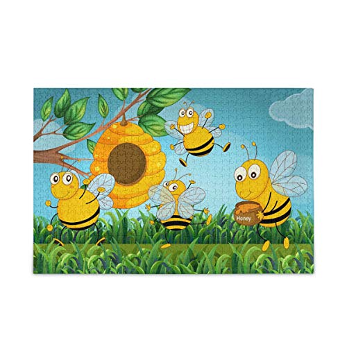 Mnsruu 1000 Teile Puzzle Bienen mit Bienenstock Puzzles für Erwachsene Kinder Familie von Mnsruu