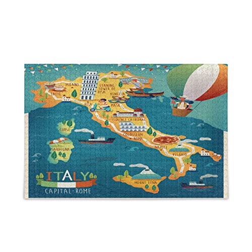 Mnsruu 1000 Teile Puzzle Bunte Reisekarte Italien für Erwachsene und Kinder von Mnsruu
