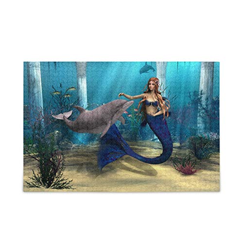 Mnsruu 3D Meerjungfrau Delfin Ozean Puzzle Freizeit Kreative Spiele Stücke für Erwachsene Kinder Geschenk von Mnsruu