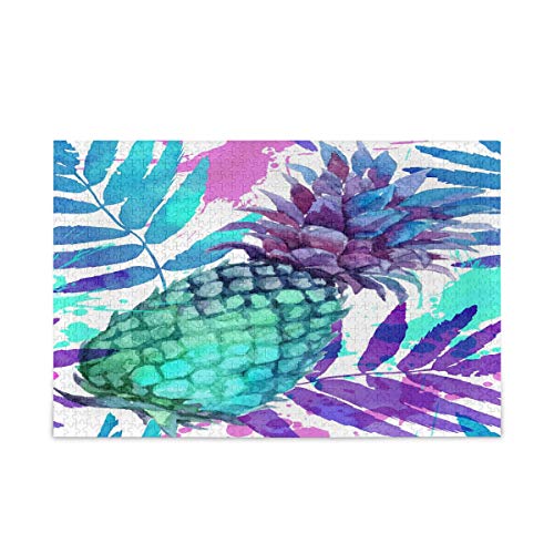 Mnsruu Ananas-Palmenblätter, Aquarell, Sommer-Puzzle, Freizeit, kreative Spiele, 1000 Teile, für Erwachsene und Kinder, Geschenk von Mnsruu