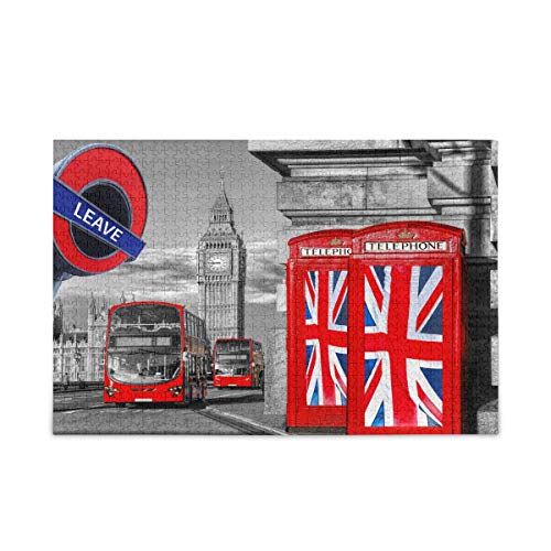 Mnsruu Big Ben London Bus Telefonzelle Puzzle Freizeit Kreative Spiele 500 Teile für Erwachsene Kinder Geschenk von Mnsruu