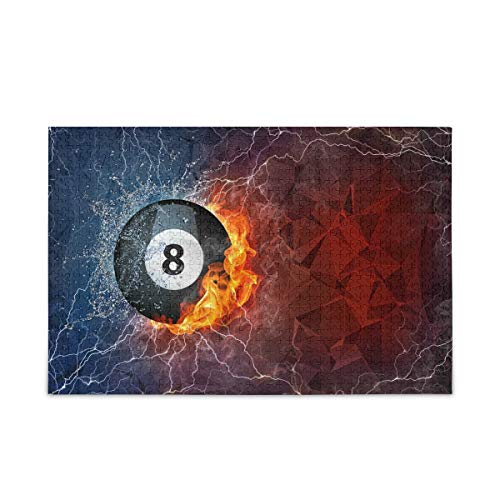 Mnsruu Billardball auf Feuer und Wassersport Puzzle Freizeit Kreative Spiele 1000 Teile für Erwachsene Kinder Geschenk von Mnsruu