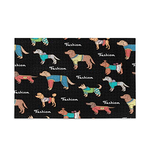 Mnsruu Bunte Hunde auf schwarzem Puzzle, Freizeit, kreative Spiele, 1000 Teile, für Erwachsene und Kinder, Geschenk Mnsruu Bunte Hunde auf schwarzem Puzzle, Freizeit, kreative Spiele, 1000 Teile, für Erwachsene und Kinder, Geschenk von Mnsruu