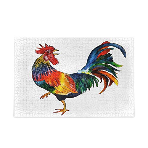 Mnsruu Buntes Hahn auf weißem Puzzle, Freizeit, kreative Spiele, 1000 Teile, für Erwachsene und Kinder, Geschenk Mnsruu Buntes Hahn auf weißem Puzzle, Freizeit, kreative Spiele, 1000 Teile, für Erwachsene und Kinder, Geschenk von Mnsruu