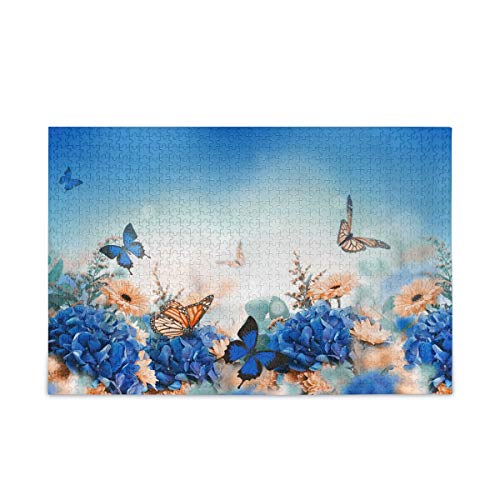 Mnsruu Cartoon Schmetterling Gänseblümchen Blume Landschaft Natur Puzzle Freizeit Kreative Spiele 500 Teile für Erwachsene Kinder Geschenk von Mnsruu