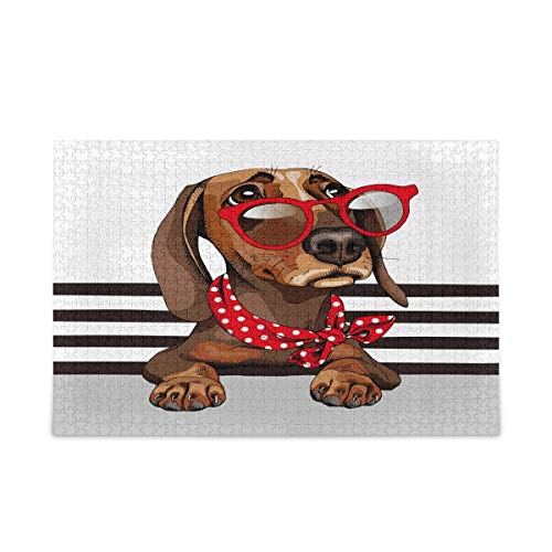 Mnsruu Dackel Hund Rot Welpe Tier Puzzle Freizeit Kreative Spiele 1000 Teile für Erwachsene Kinder Geschenk von Mnsruu