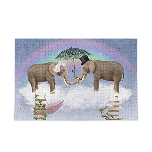 Mnsruu Elefant Sonnenuntergang Baum Wald Puzzle Freizeit Kreative Spiele 1000 Teile für Erwachsene Kinder Geschenk von Mnsruu