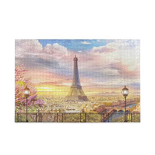 Mnsruu Europäisches Paris Eiffelturm Frankreich Straße Puzzle Freizeit Kreative Spiele 1000 Teile für Erwachsene Kinder Geschenk von Mnsruu