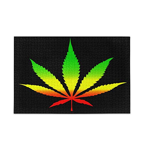 Mnsruu Farbe Marihuana Blatt Puzzle Freizeit Kreative Spiele 1000 Teile für Erwachsene Kinder Geschenk von Mnsruu