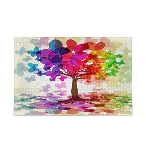 Mnsruu Farbenfrohes Schmetterlings-Baum-Landschaft, Natur-Puzzle, Freizeit, kreative Spiele, 1000 Teile, für Erwachsene und Kinder, Geschenk von Mnsruu