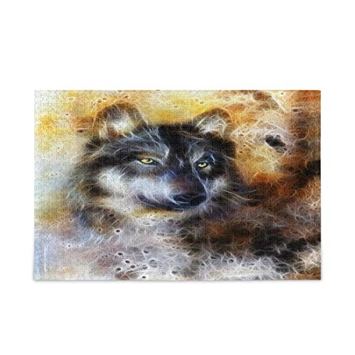 Mnsruu Farbtier Wolf Puzzle Freizeit Kreative Spiele 1000 Teile für Erwachsene Kinder Geschenk von Mnsruu