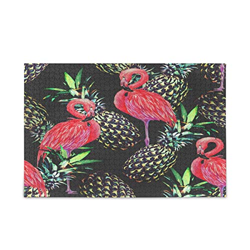 Mnsruu Flamingo Vogel Exotische Ananas Palme Blätter Tropische Puzzle Freizeit Kreative Spiele 1000 Teile für Erwachsene Kinder Geschenk von Mnsruu