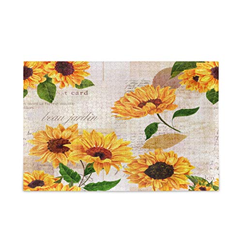 Mnsruu Gelbe Sonnenblumenblüte Puzzle Freizeit Kreative Spiele 1000 Teile für Erwachsene Kinder Geschenk von Mnsruu