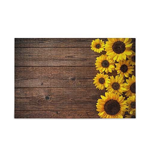 Mnsruu Herbst Holz Sonnenblume Blüte Puzzle Freizeit Kreative Spiele 1000 Teile für Erwachsene Kinder Geschenk von Mnsruu