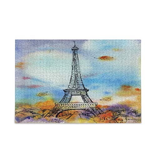Mnsruu Herbst Paris Eiffelturm Ahornblatt Puzzle Freizeit Kreative Spiele 1000 Teile für Erwachsene Kinder Geschenk von Mnsruu