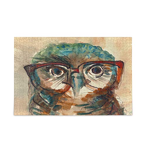 Mnsruu Hipster-Eule mit Brille, Aquarell-Ölgemälde, Puzzle, Freizeit, kreative Spiele, 1000 Teile, für Erwachsene und Kinder, Geschenk Mnsruu Hipster-Eule mit Brille, Aquarell-Ölgemälde, Puzzle, Freizeit, kreative Spiele, 1000 Teile, für Erwachsene und Kinder, Geschenk von Mnsruu
