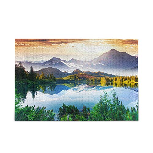 Mnsruu Landschaft See Berg Baum Puzzle Freizeit Kreative Spiele 1000 Teile für Erwachsene Kinder Geschenk von Mnsruu