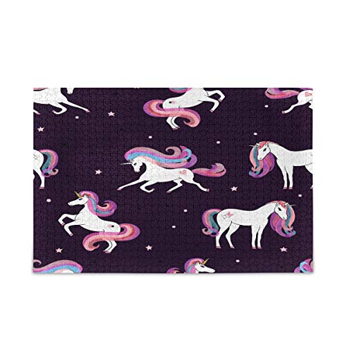 Mnsruu Lila Einhorn Stern Starry Puzzle Freizeit Kreative Spiele 1000 Teile für Erwachsene Kinder Geschenk von Mnsruu