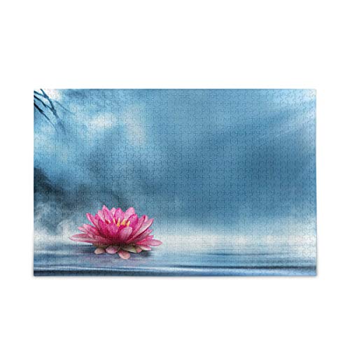 Mnsruu Lotus Flower Scenery Zen Landschaft Puzzle Freizeit Kreative Spiele 1000 Teile für Erwachsene Kinder Geschenk von Mnsruu