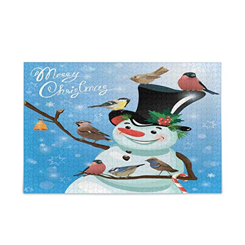 Mnsruu Lustige Schneemann Vogel Schneeflocke Weihnachten Puzzle Freizeit Kreative Spiele 1000 Teile für Erwachsene Kinder Geschenk von Mnsruu