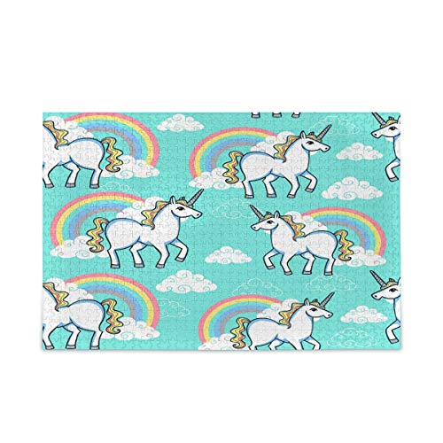 Mnsruu Lustiges Tier Einhorn Regenbogen Puzzle Freizeit Kreative Spiele 1000 Teile für Erwachsene Kinder Geschenk von Mnsruu