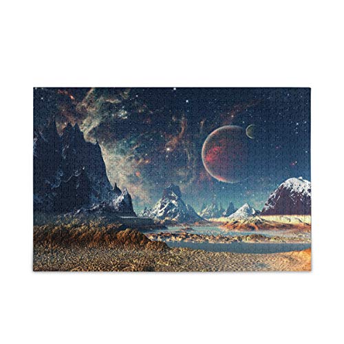Mnsruu Mond Planet Berg Galaxie Nebel Sternenpuzzle Freizeit Kreative Spiele 1000 Teile für Erwachsene Kinder Geschenk von Mnsruu