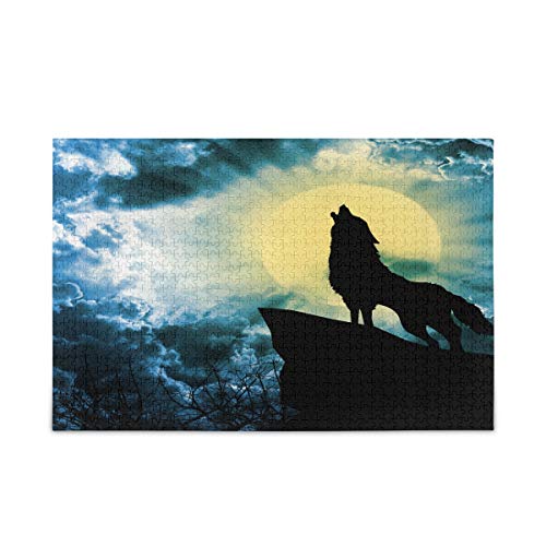 Mnsruu Mond Starry Star Wolf Tier Puzzle Freizeit Kreative Spiele 1000 Teile für Erwachsene Kinder Geschenk von Mnsruu