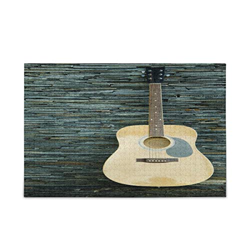 Mnsruu Musik Holz Gitarre Vintage Puzzle Freizeit Kreative Spiele 1000 Teile für Erwachsene Kinder Geschenk von Mnsruu