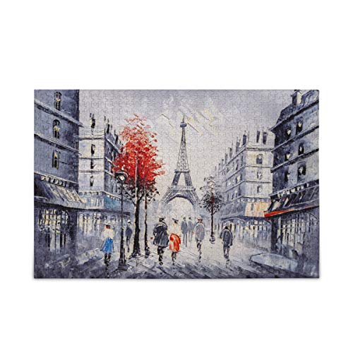 Mnsruu Ölgemälde Straße Eiffelturm Paris Puzzle Freizeit Kreative Spiele 1000 Teile für Erwachsene Kinder Geschenk von Mnsruu