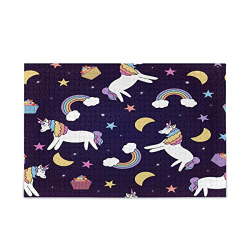 Mnsruu Regenbogen Einhorn Pferd Wolke Weltraum Puzzle Freizeit Kreative Spiele 1000 Teile für Erwachsene Kinder Geschenk von Mnsruu