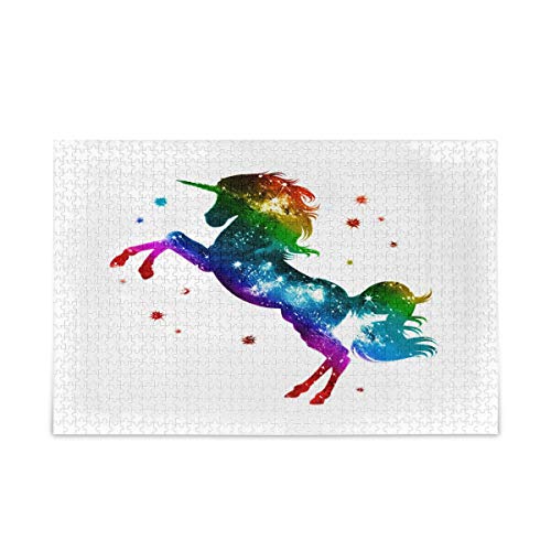 Mnsruu Regenbogen Einhorn Stern Pferd Puzzle Freizeit Kreative Spiele 1000 Teile für Erwachsene Kinder Geschenk von Mnsruu