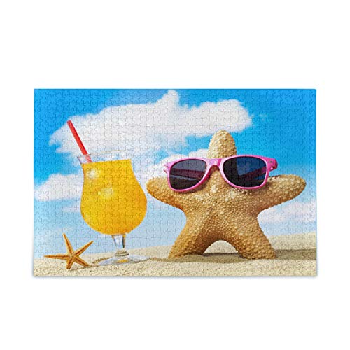 Mnsruu Seestern Sonnenbrille Wolkensaft Puzzle Freizeit Kreative Spiele 1000 Teile für Erwachsene Kinder Geschenk von Mnsruu