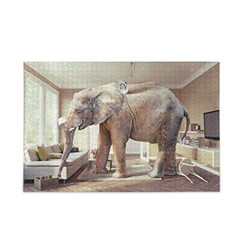 Mnsruu Tier Elefant Haus Puzzle Freizeit Kreative Spiele 1000 Teile für Erwachsene Kinder Geschenk von Mnsruu