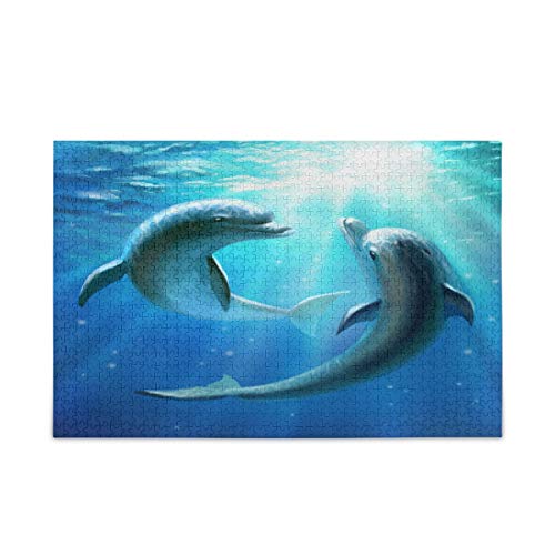 Mnsruu Unterwasserwelt Delfin Wasser Puzzle Freizeit Kreative Spiele 1000 Teile für Erwachsene Kinder Geschenk von Mnsruu